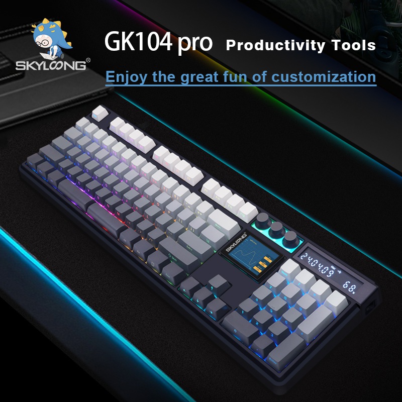 3-in-1 Mode GK104 Pro Mechanical Switch Gaming Keyboard USB Wired / 2.4G Wireless / Bluetooth